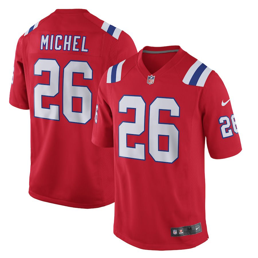 Men New England Patriots 26 Sony Michel Nike Red Alternate Game NFL Jersey